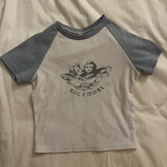 blue & white cropped baby tee - Picture 1 of 1